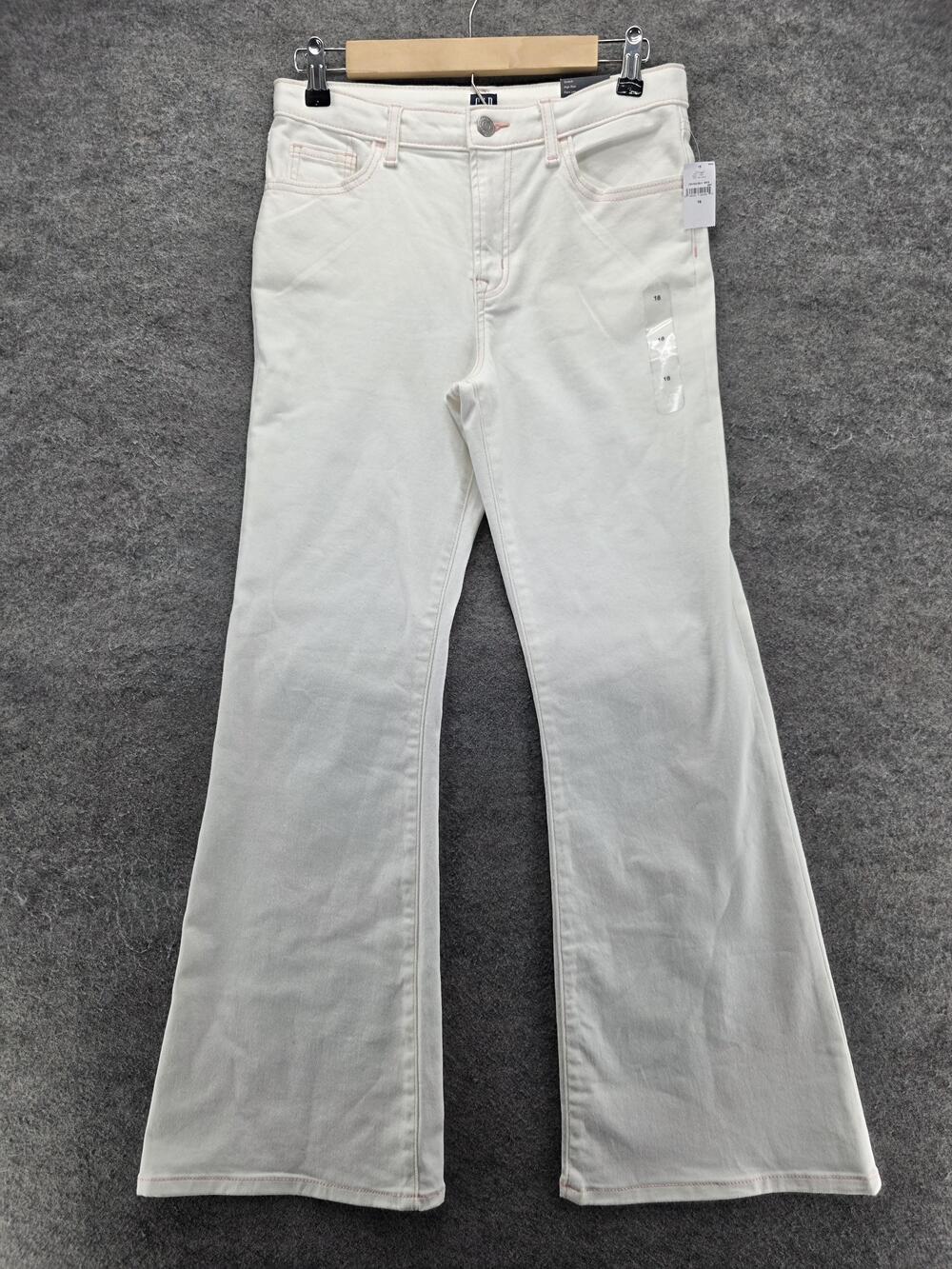 Gap Jeans Girls 18 White Flared '70s Flare High Rise Stretch Washwell Denim